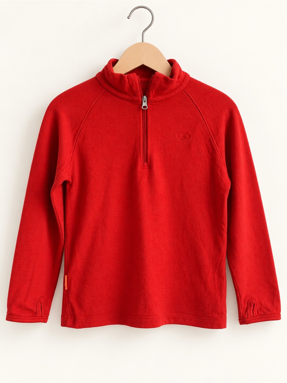 Icebreaker Kids Merino Wool Red Quarter Zip Thermal Size 9-10 Unisex